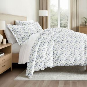 3pc Soft Farmhouse Blossoms Duvet Cover Set Blue Twin/Twin XL